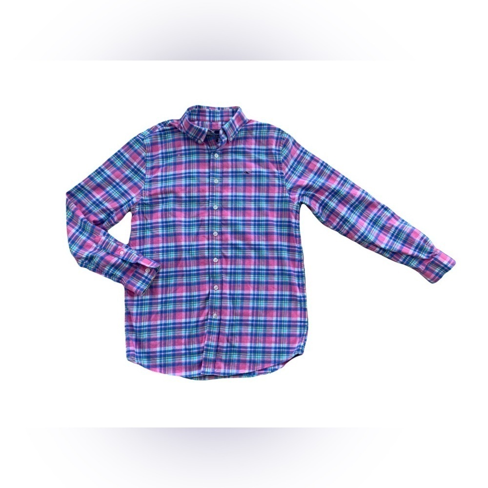 Vineyard Vines Size L, 16, Pink and Blue Flannel Button Down Shirt